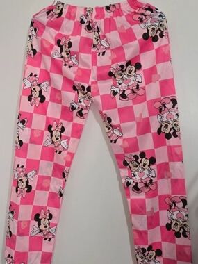 Girls Pink Minnie Mouse-Print Pajama Leggings